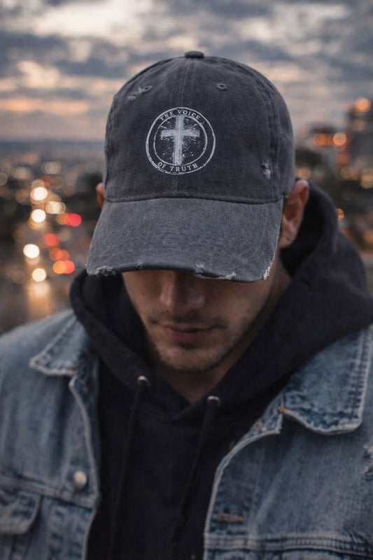 The Voice of Truth Distressed Cotton Hat | Christian Faith Hat UK