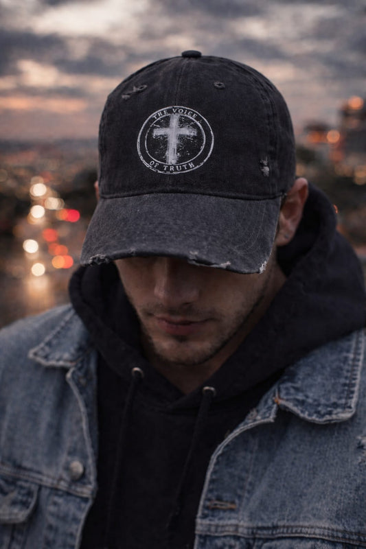 The Voice of Truth Distressed Cotton Hat | Christian Faith Hat UK